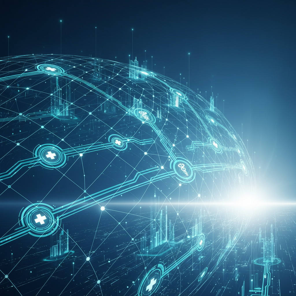 Abstract interconnected glowing pathways representing innovation and future